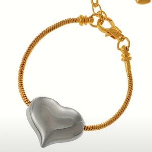 Elegant Adjustable Copper Heart Pendant Bracelet - Chic and Simple